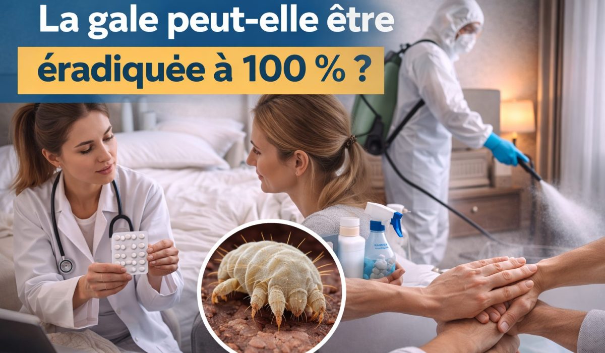 Éradiquer la gale à 100 % traitement, désinfection et action collective